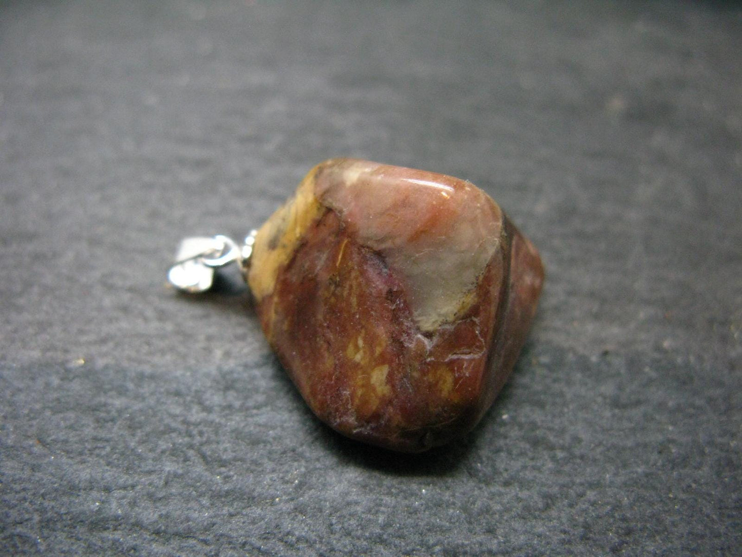 Rare Tumbled Brownish Pink Bustamite Silver Pendant with Attractive Pattern From South Africa - 1.0" - 7.23 Grams