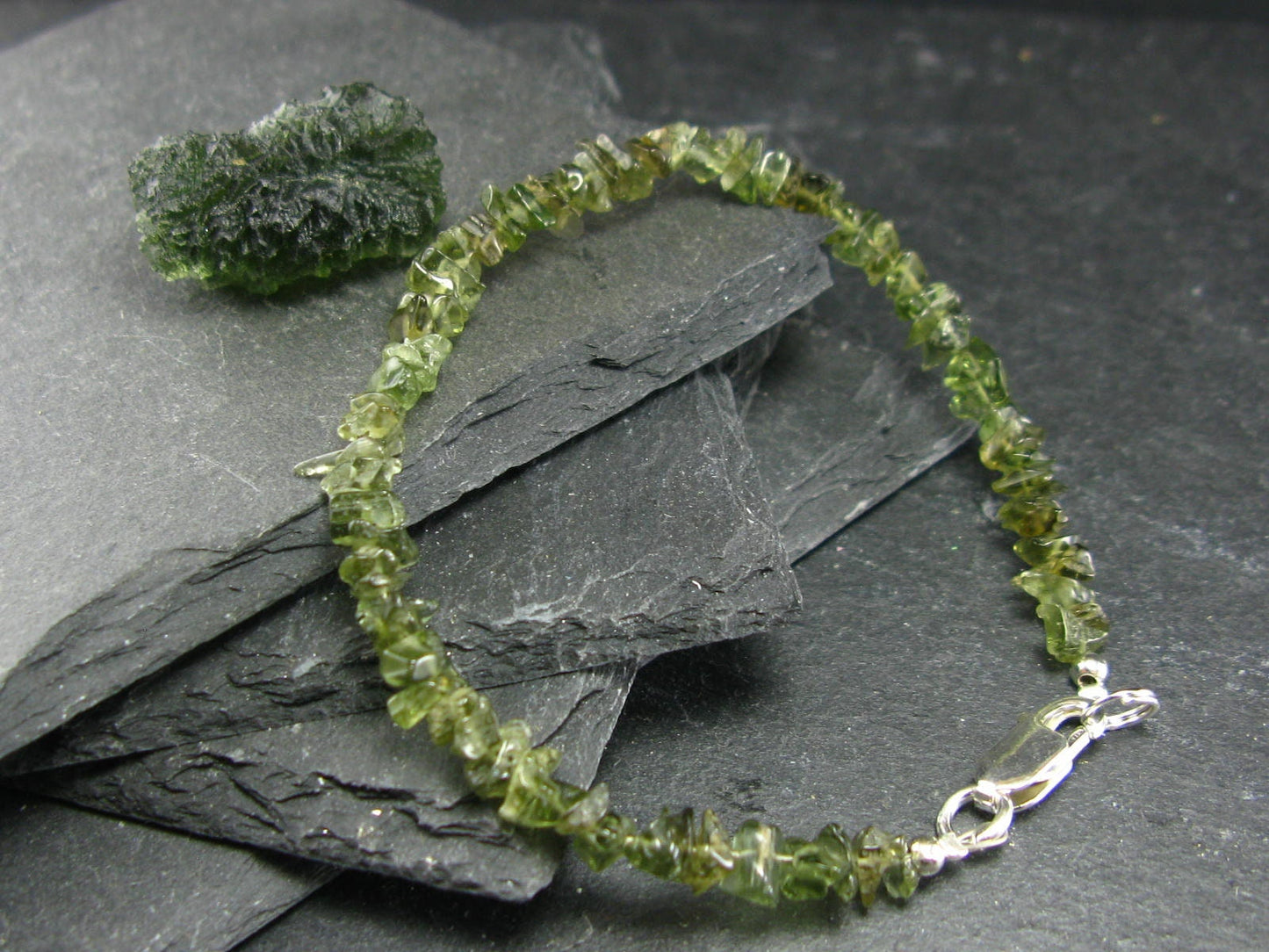 Moldavite Genuine Bracelet ~ 7 Inches ~ 6mm Tumbled Beads