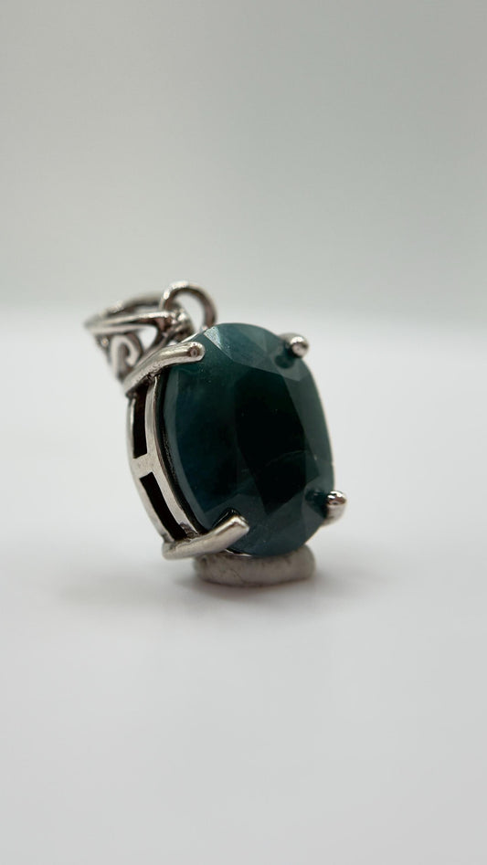 Grandidierite Pendant Blue Green Faceted Gemstone Silver Necklace Rare Crystal Jewelry Gift