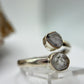 Raw Herderite Double Stone Sterling Silver Wrap Ring - SIZE 9
