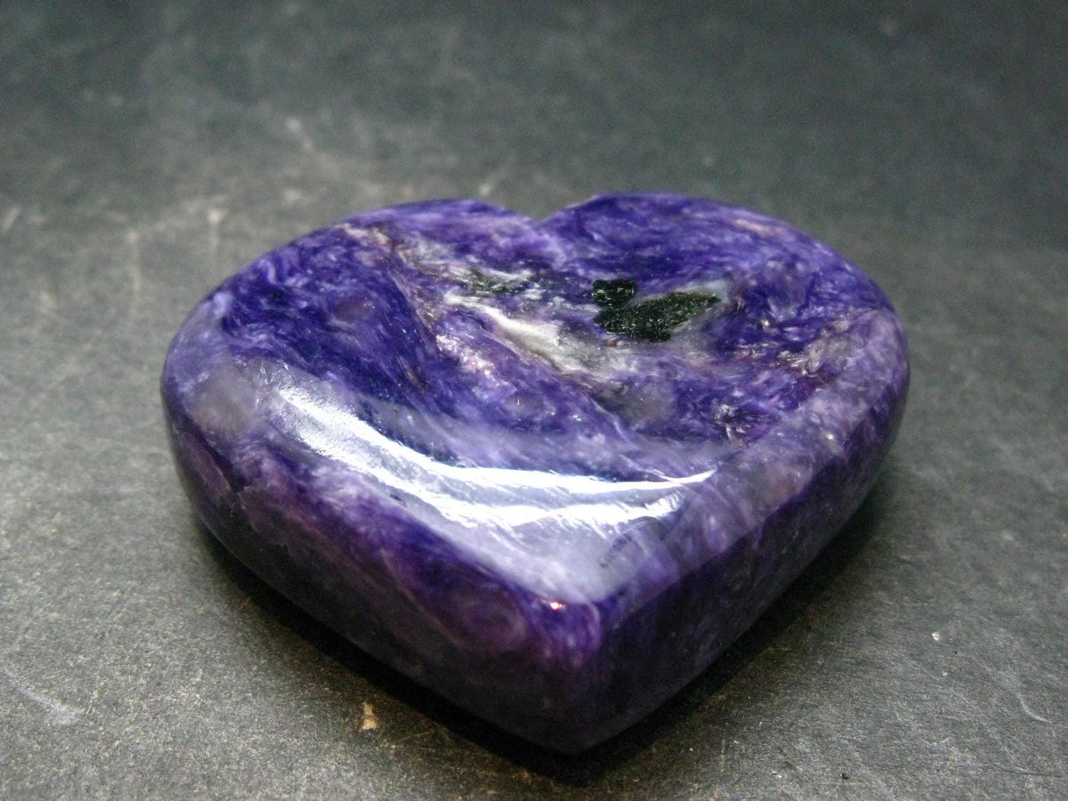 Rare High-Quality Charoite Tumbled Heart From Russia - 1.6" - 50.67 Grams