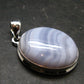 Rare Blue Lace Holly Chalcedony Agate Silver Plated Pendant From Malawi - 1.5" - 8.55 Grams
