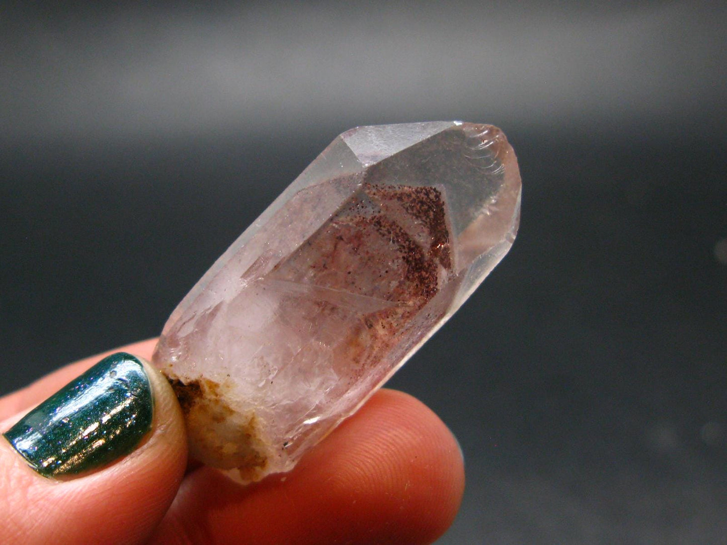 Phantom Hematite in Quartz Crystal From India - 1.5" - 12.33 Grams
