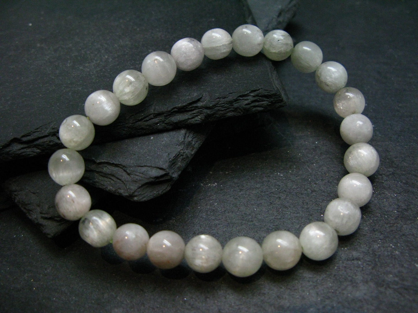Hiddenite Spodumene Genuine Bracelet ~ 7 Inches ~ 8mm Round Beads