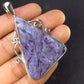 Lilac Stone!!! Stunning Silky Charoite Sterling Silver Pendant From Russia - 2.2" - 13.7 Grams