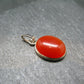 Gem from A Poem by Goethe!! Orange - Red Round Shape Carnelian Sterling Silver Pendant - 1"