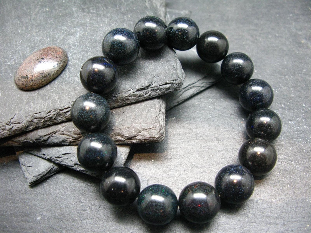 Black Opal Genuine Bracelet ~ 7 Inches ~ 14mm Round Beads