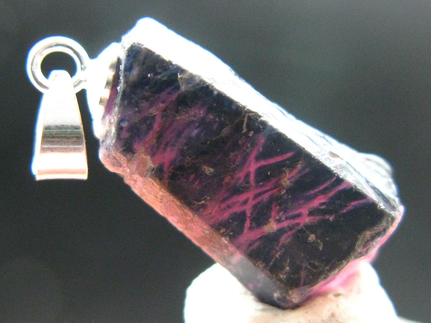 Ruby Crystal Silver Pendant from Winza Tanzania - 0.8" - 2.52 Grams