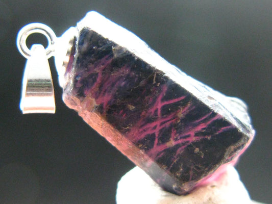 Ruby Crystal Silver Pendant from Winza Tanzania - 0.8" - 2.52 Grams