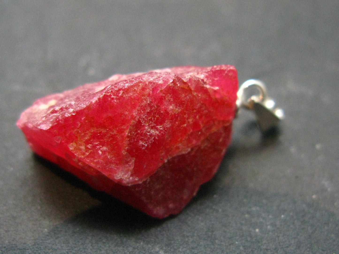 Rare Raw Rhodonite Silver Pendant From Brazil - 1.0" - 4.0 Grams