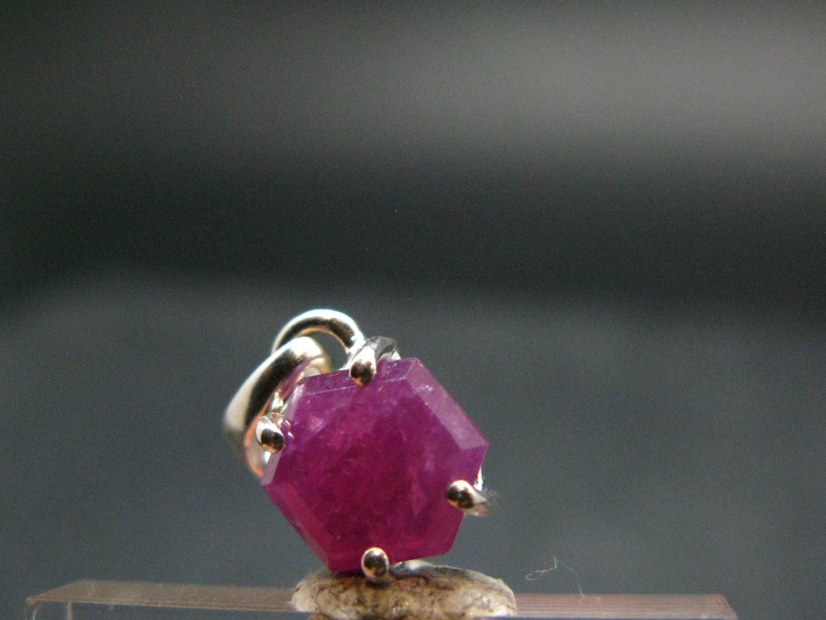 Ruby Crystal Silver Pendant from Africa - 0.6" - 1.23 Grams