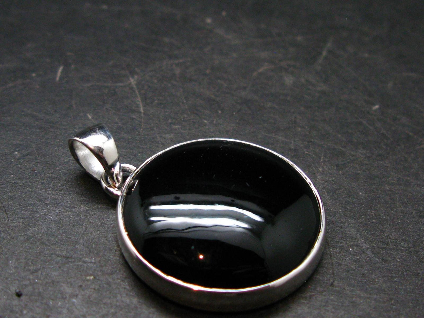 Black Onyx Silver Plated Pendant From Brazil - 6.88 Grams