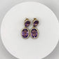 Bold Amethyst Statement Earrings – Double Drop Gold Plated with Pavé Halo - Weight 20.34 Grams