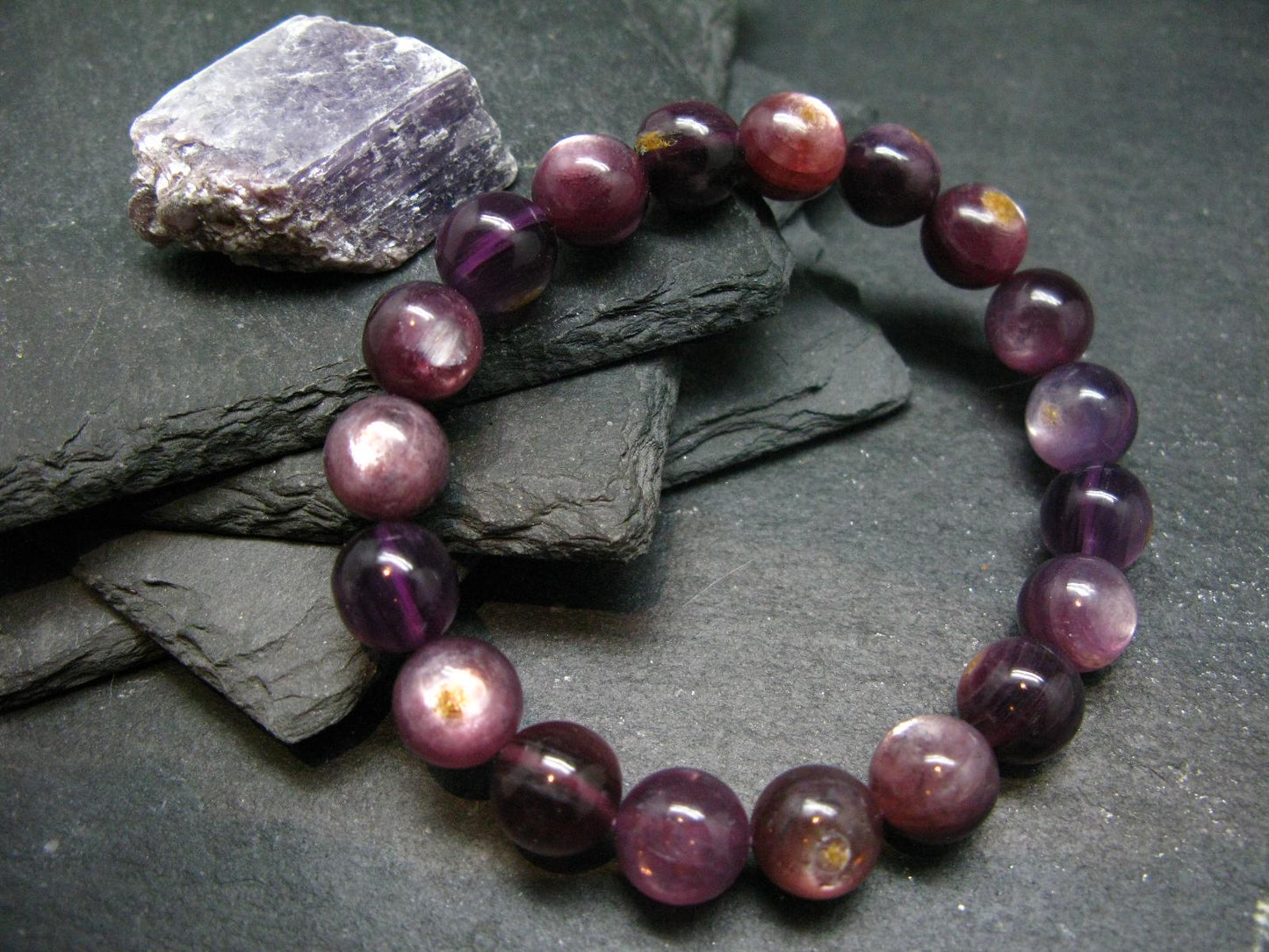 Lepidolite Genuine Bracelet ~ 7 Inches ~ 10mm Round Beads