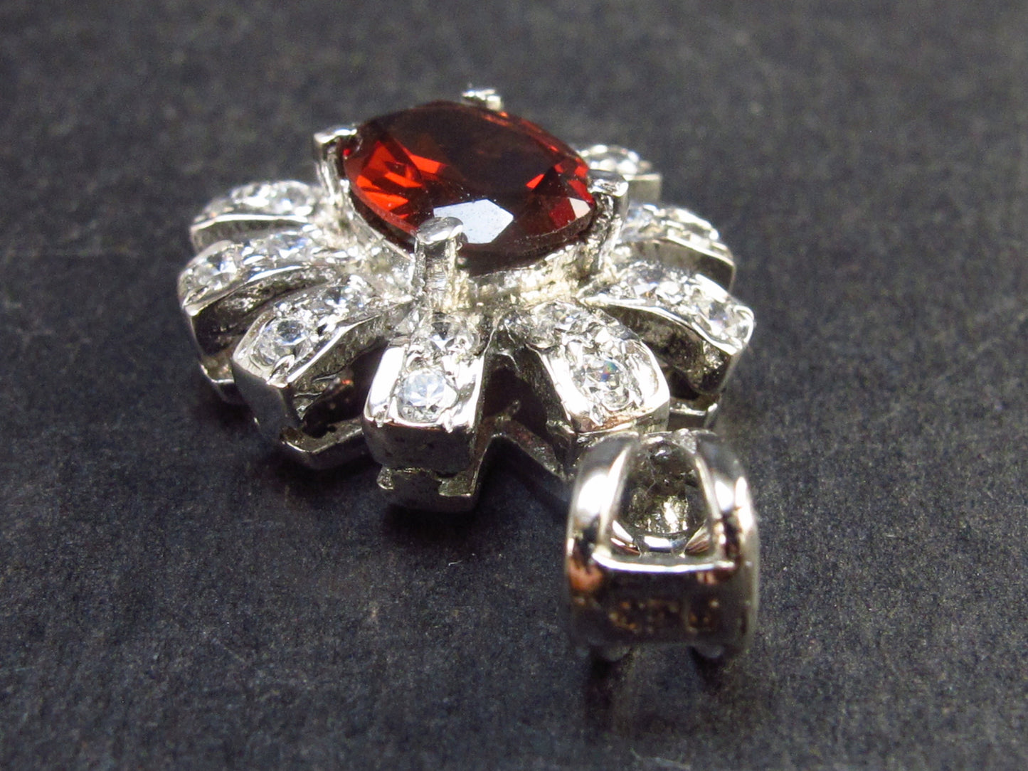 Natural Faceted Red Garnet Almandine 925 Silver Pendant - 1.0" - 4.1 Grams