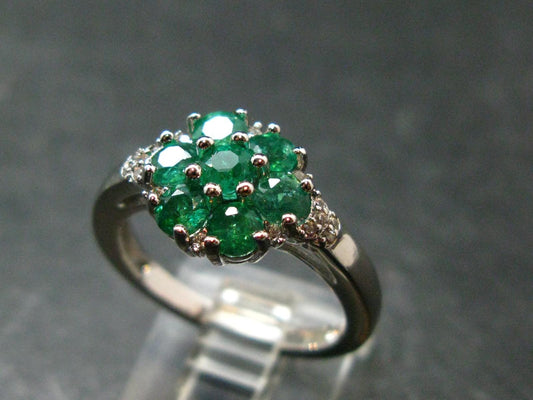 Emerald Faceted Silver Ring from Colombia - 3.55 Grams Total - Size 7