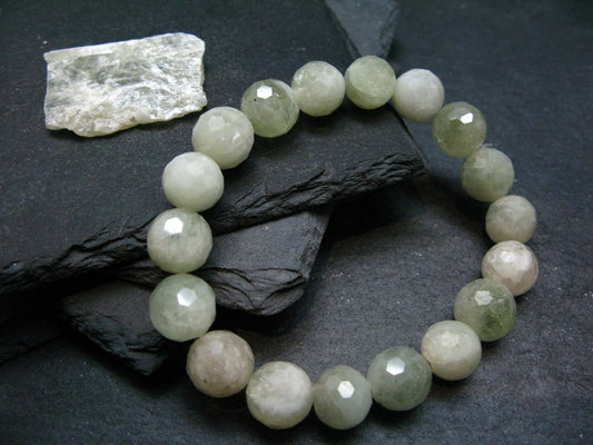 Hiddenite Spodumene Genuine Bracelet ~ 7 Inches ~ 10mm Round Facetted Beads