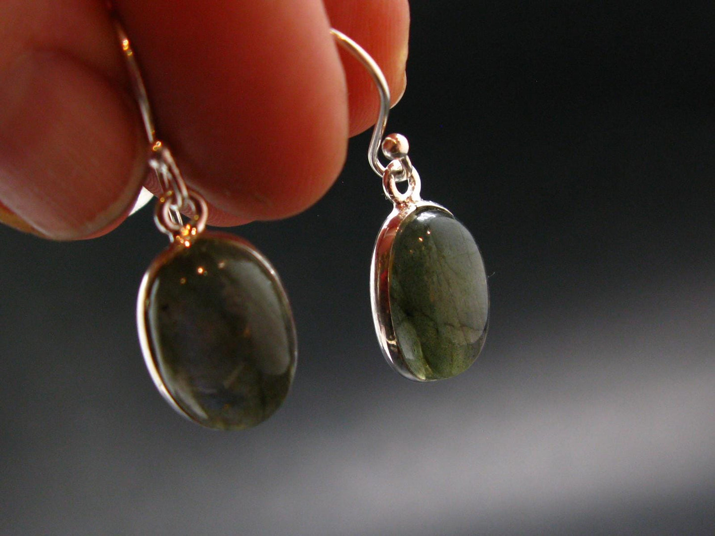 Blue Labradorite Silver Earrings From Madagascar - 3.90 Grams