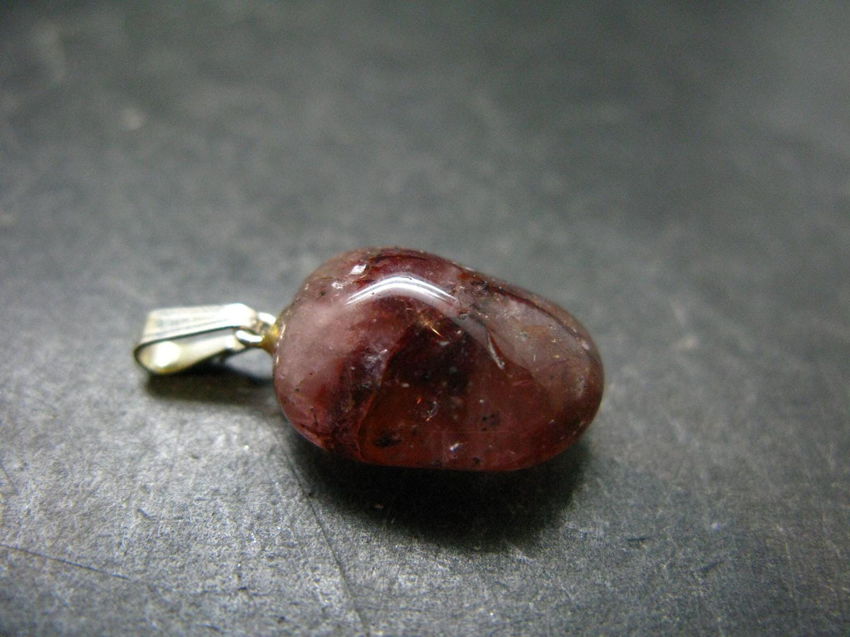 Strawberry Quartz Tumbled Silver Pendant - 1.0" - 3.45 Grams