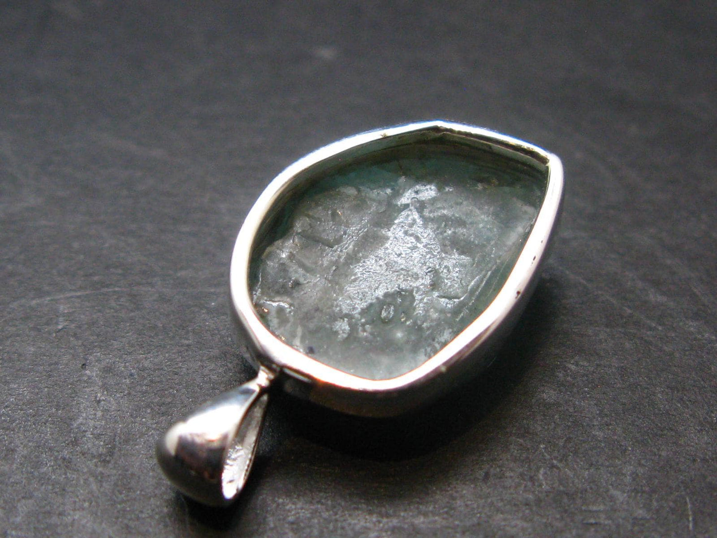 Blue Zircon Gem Crystal Silver Pendant From Cambodia - 0.9" - 3.31 Grams
