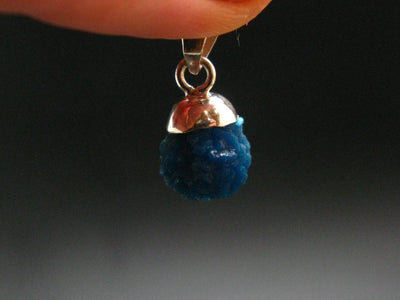 Cavansite Crystal Pendant In Sterling Silver From India - 0.8"