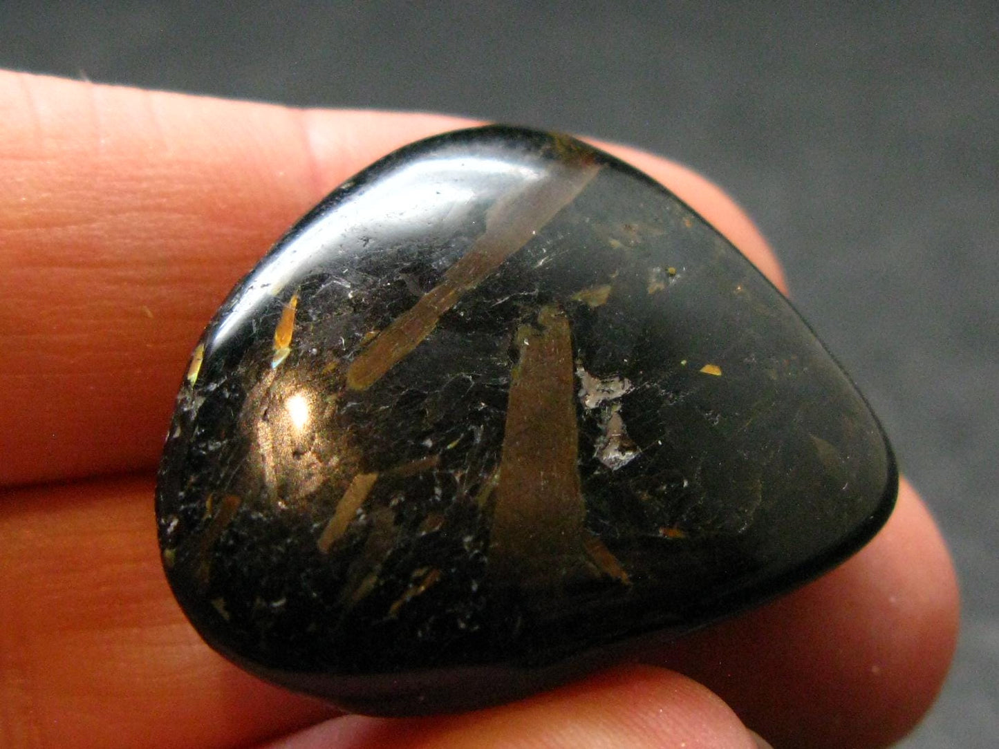 Rare Nuumite Nuummite Tumbled Stone From Greenland - 10.13 Grams - 1.1"