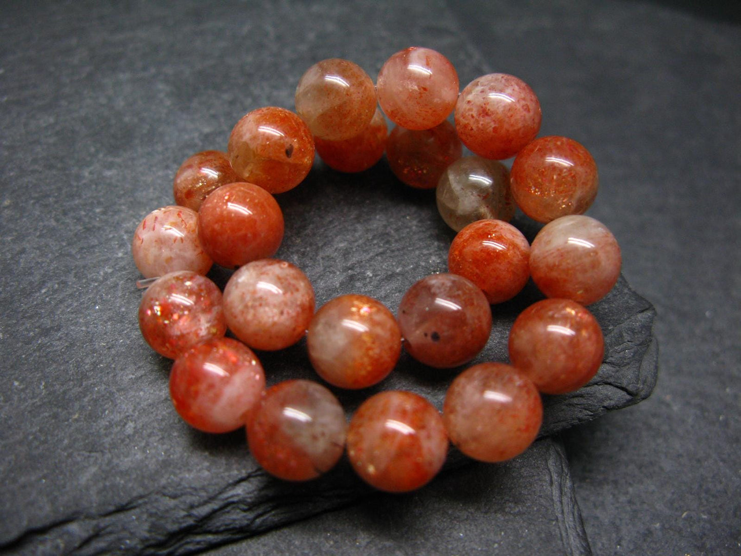 Sunstone Genuine Bracelet ~ 7 Inches ~ 9mm Round Beads