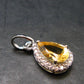 Yellow Citrine Gem Facetted Sterling Silver Pendant From Brazil With CZ - 0.7" - 1.10 Grams
