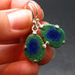 Natural Raw Deep Blue Azurite with Green Malachite Earrings In Sterling Silver From Mexico - 1.3"