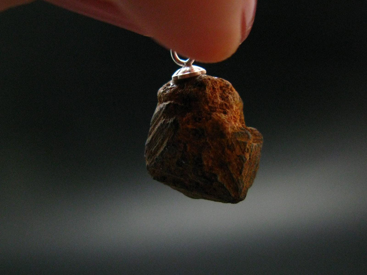 Magnetite Crystal Silver Pendant From Bolivia - 0.8" - 4.64 Grams