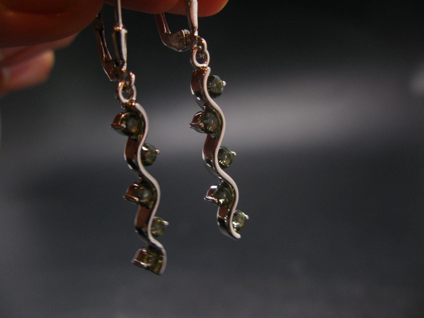 Moldavite Tektite Silver Earrings from Czech Republic - 3.72 Grams