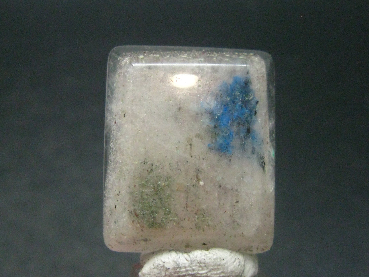 Papagoite & Ajoite in Quartz Cabochon from Messina S. Africa - 39.50 Carats - 25x21mm