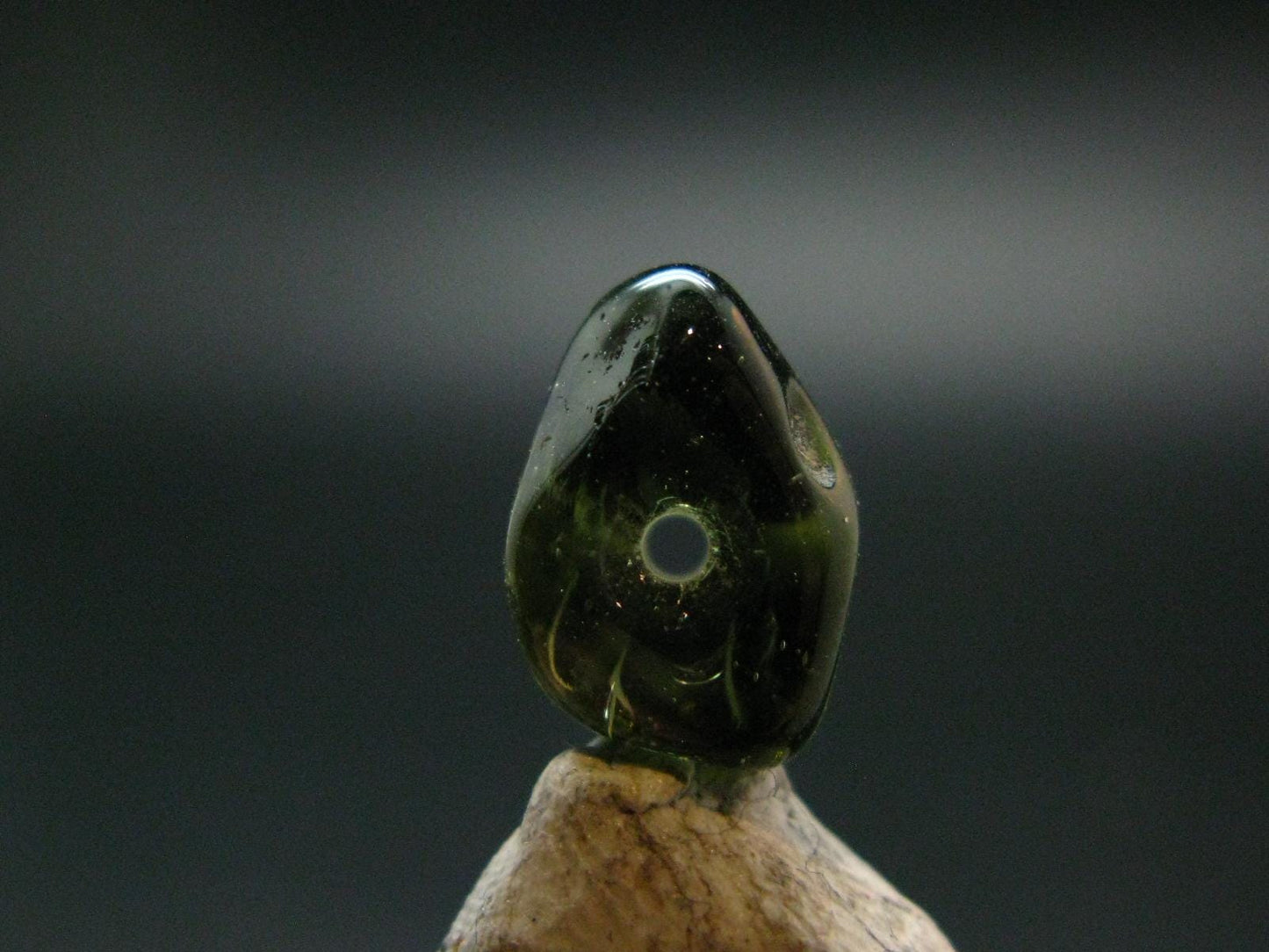 Moldavite Tektite Tumbled Bead from Czech Republic - 11 mm - 3.45 Carats