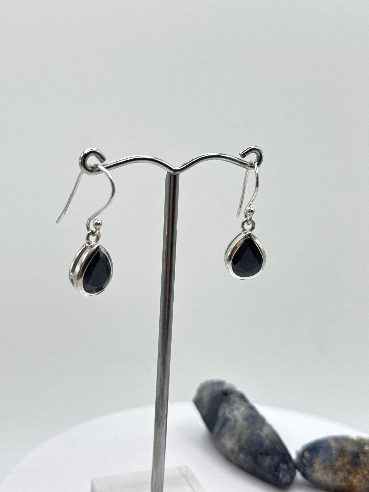 Teardrop Sapphire Sterling Silver Earrings | September Birthstone
