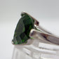 Green Helenite Pear Cut Ring – Sterling Silver Statement Gemstone Ring with Accent Stones
