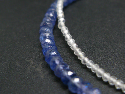 Lightweight Sparkly Faceted Tanzanite and White Topaz Gemstone Tiny Beads Necklace - 17"