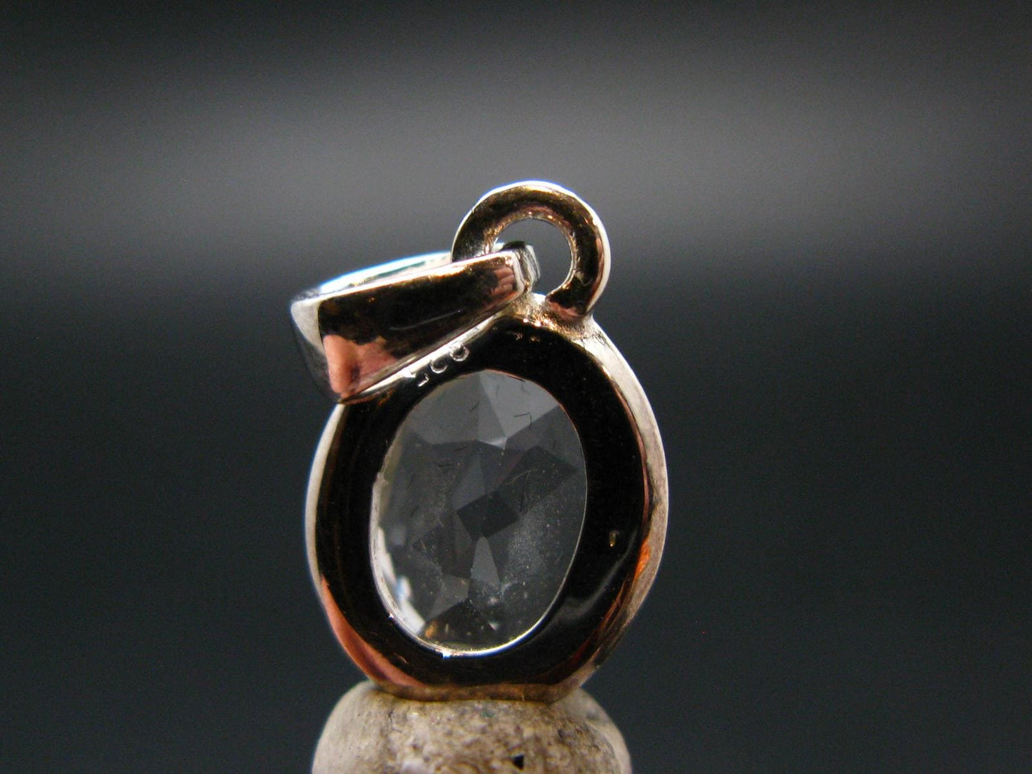 White Topaz Sterling Silver Pendant From Brazil - 0.7" - 2.11 Grams