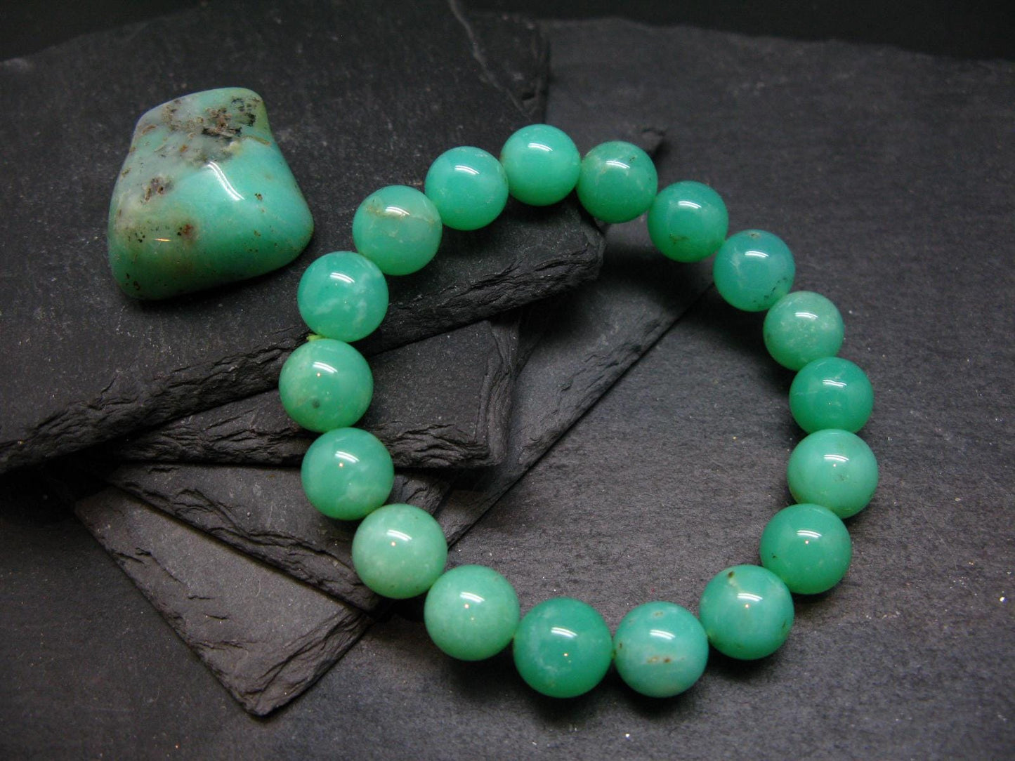 Chrysoprase Genuine Bracelet ~ 7 Inches ~ 11mm Round Beads