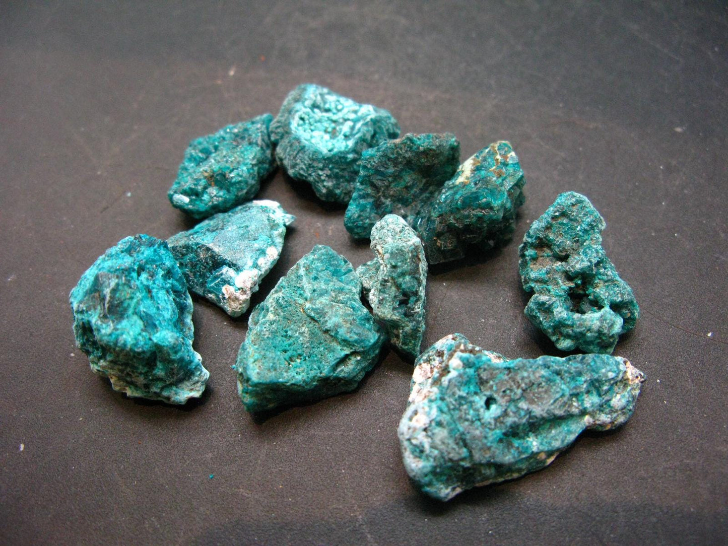 Very Nice Lot of 10 Dioptase Clusters from Congo - 43.96 Grams