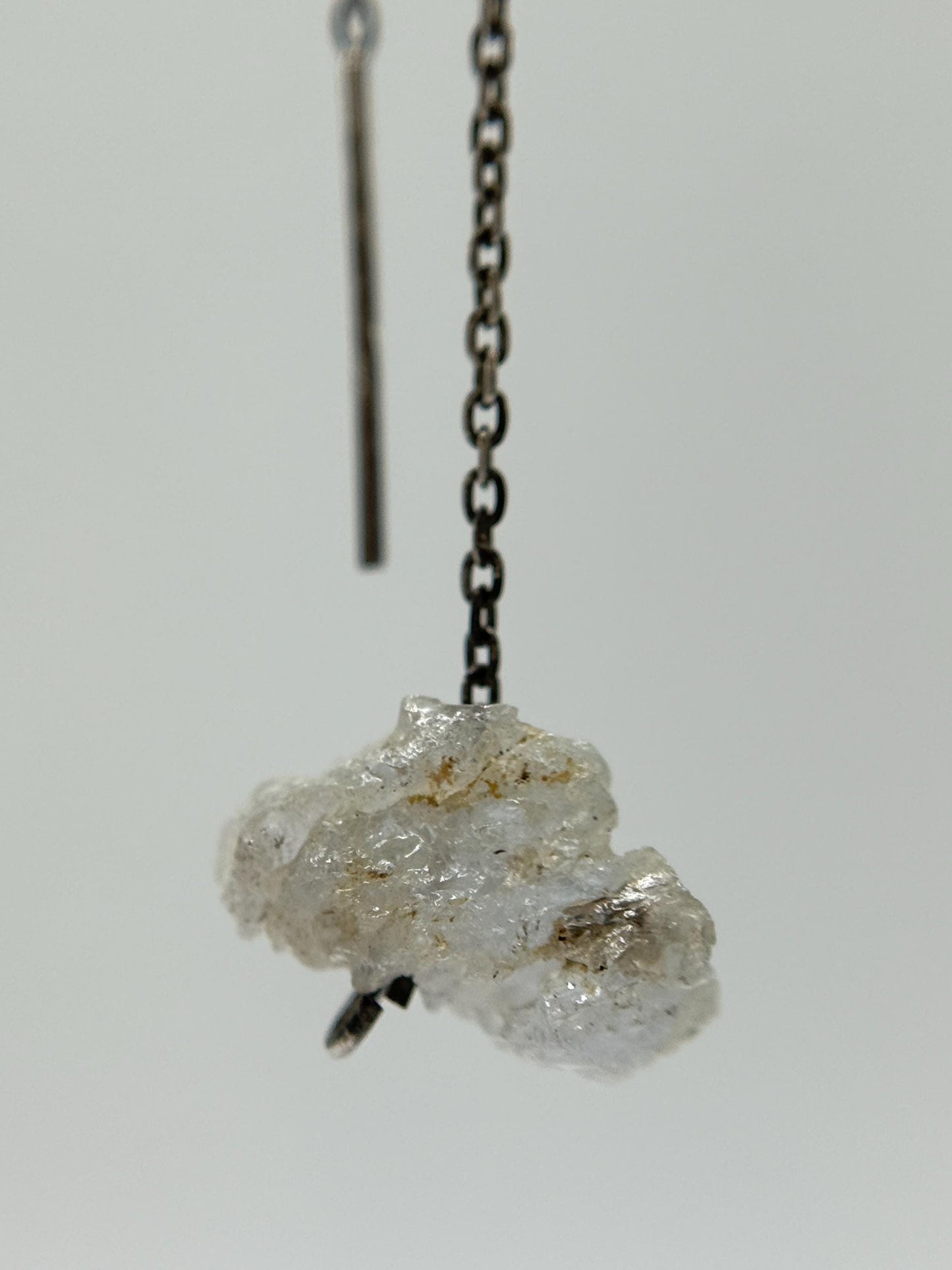 Raw Herderite Crystal Threader Earrings in Sterling Silver - 2.68g