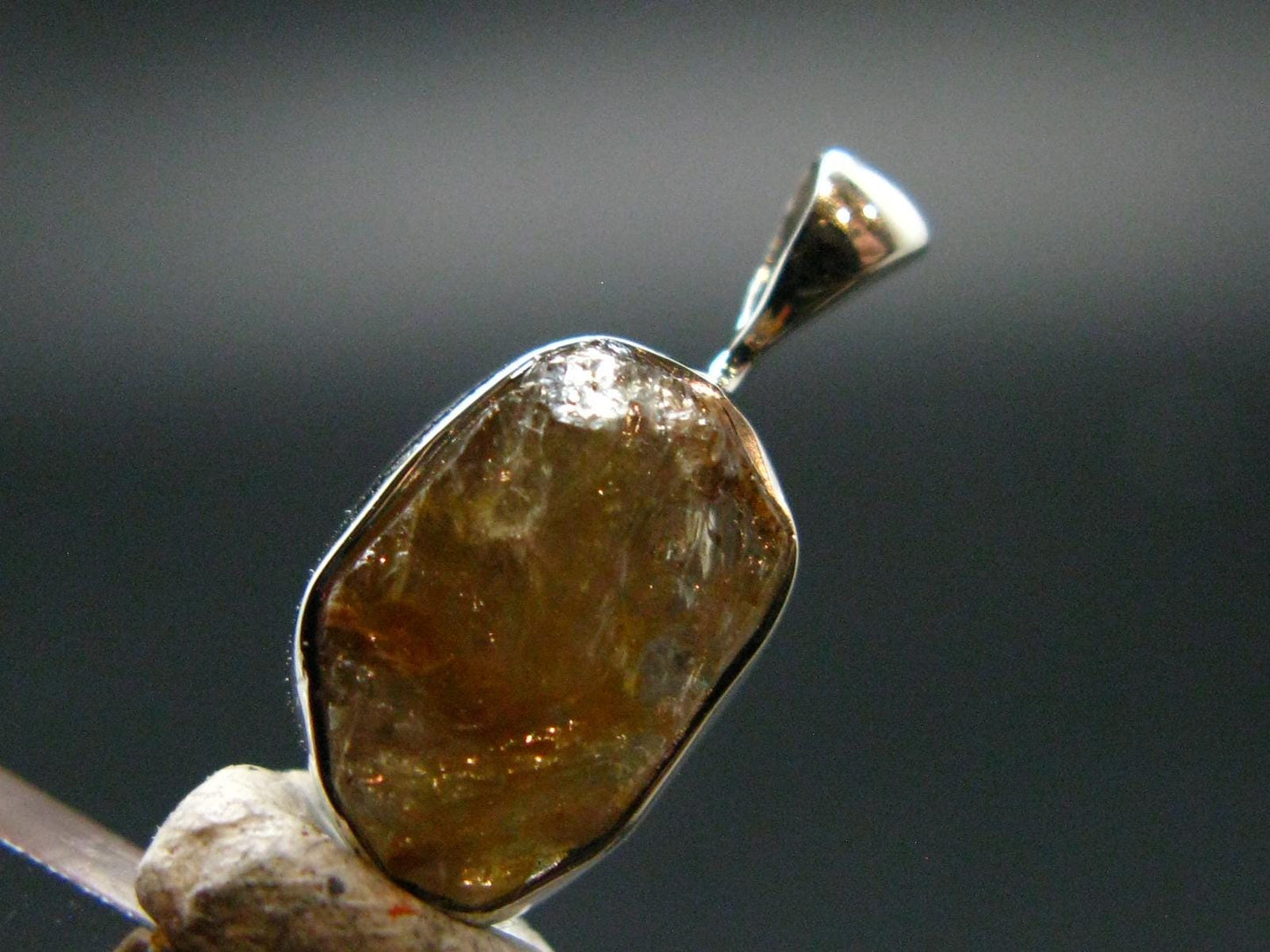 Rare Herderite Crystal Silver Pendant from Brazil - 0.7" - 1.16 Grams
