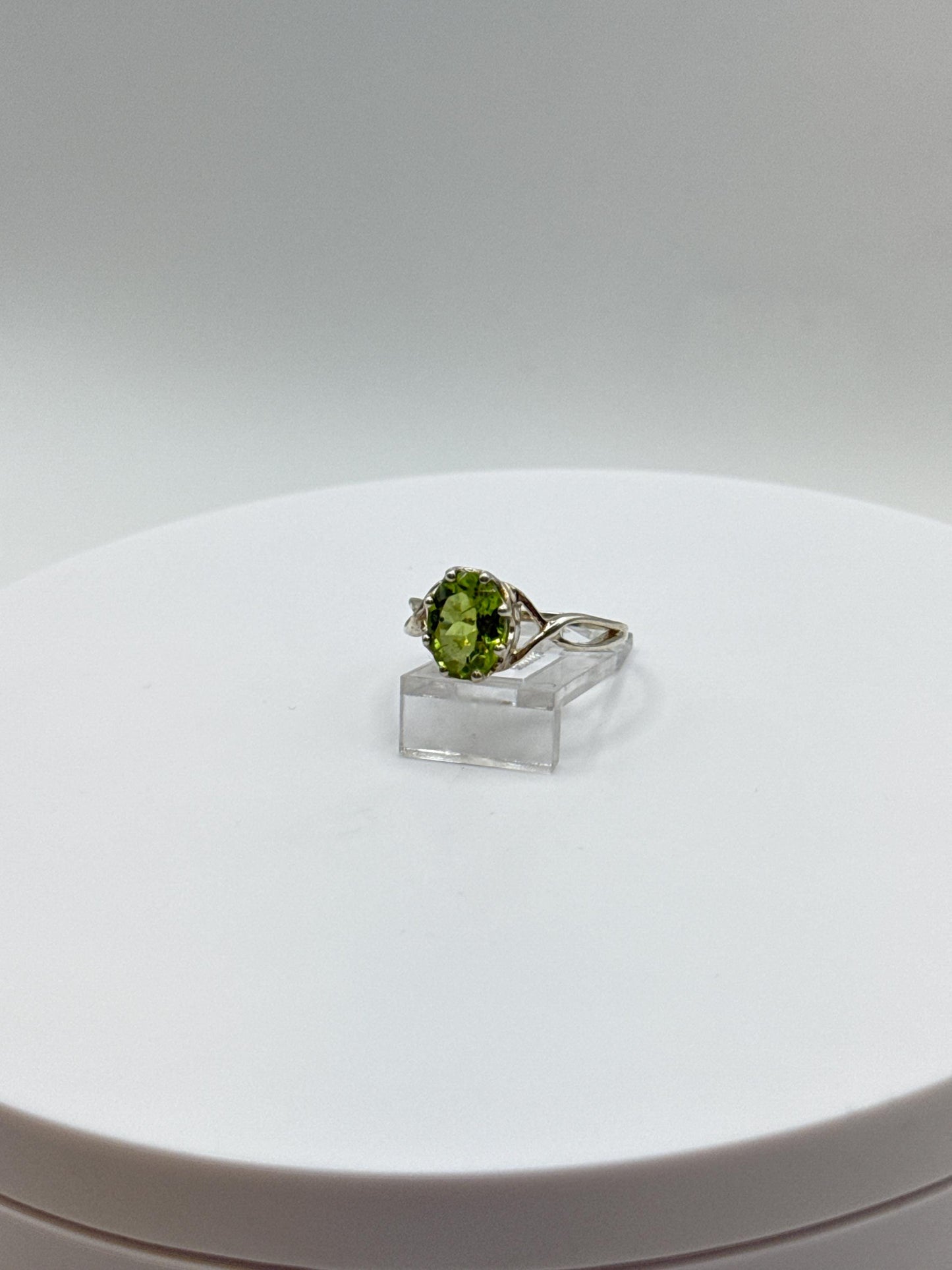 Peridot Sterling Silver Infinity Ring | August Birthstone, Size 7