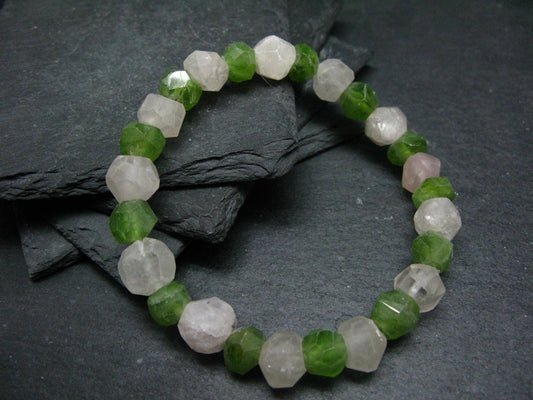Peridot & Topaz Genuine Bracelet ~ 8 Inches ~ Facetted Beads