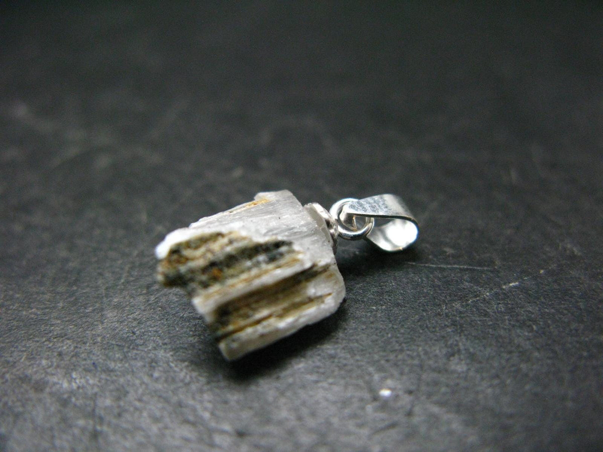 Extremely Rare Rough Beryllonite Crystal Silver Pendant from Afghanistan - 0.7" - 4.30 Carats