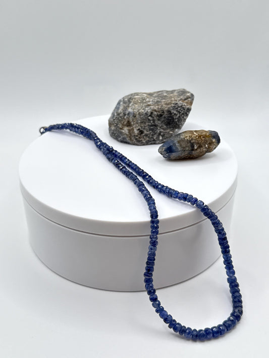Blue Sapphire Beaded Necklace: Genuine Gemstone Jewelry, September Birthstone