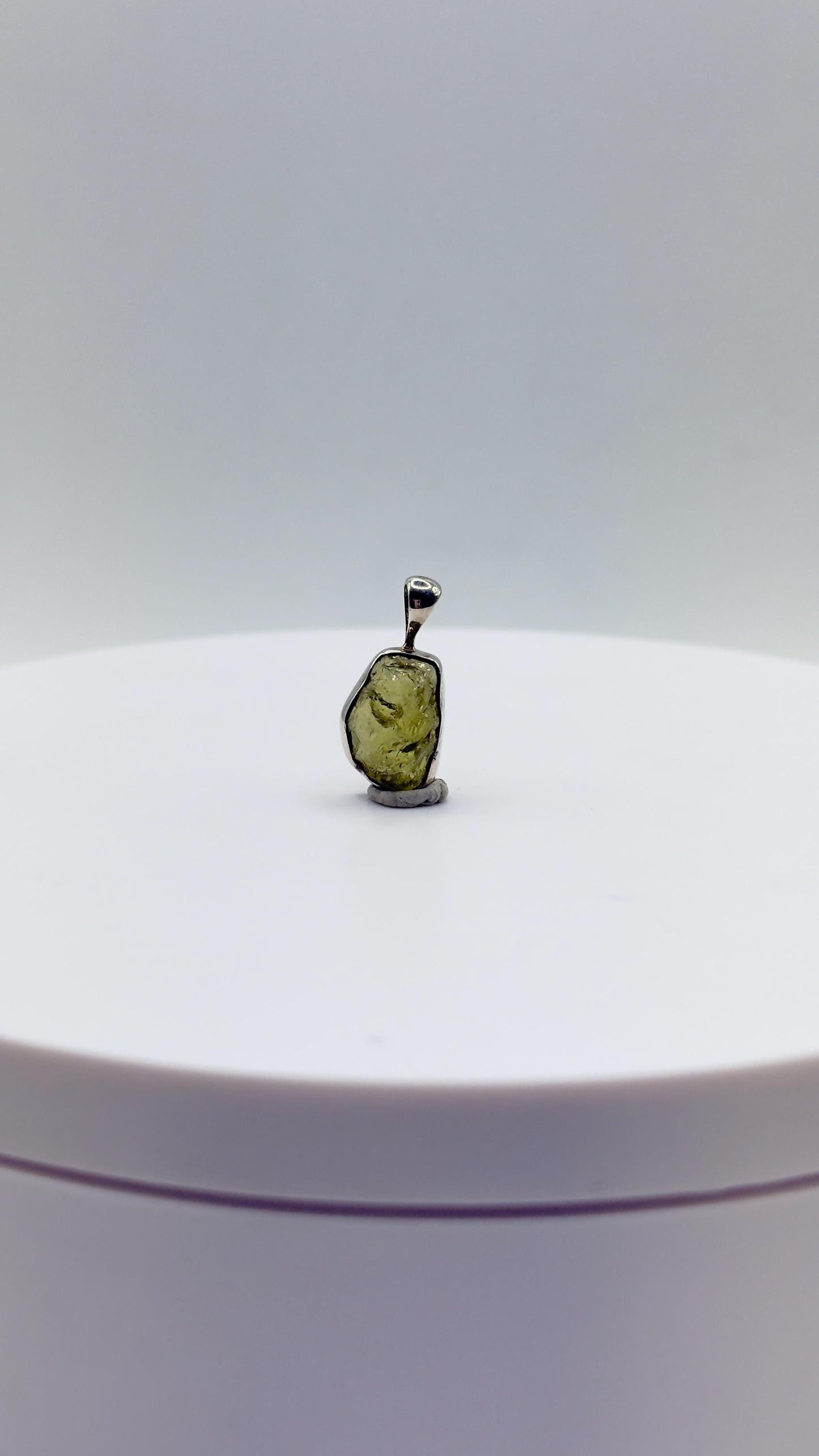 Chrysoberyl Raw Stone Pendant Green Yellow Gemstone Silver Crystal Pendant Natural Minimalist Jewelry Gift