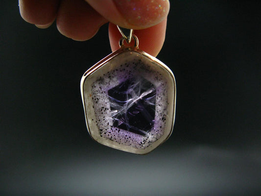 Atomic Trapiche Amethyst Sterling Silver Pendant From Brazil - 1.6" - 9.70 Grams