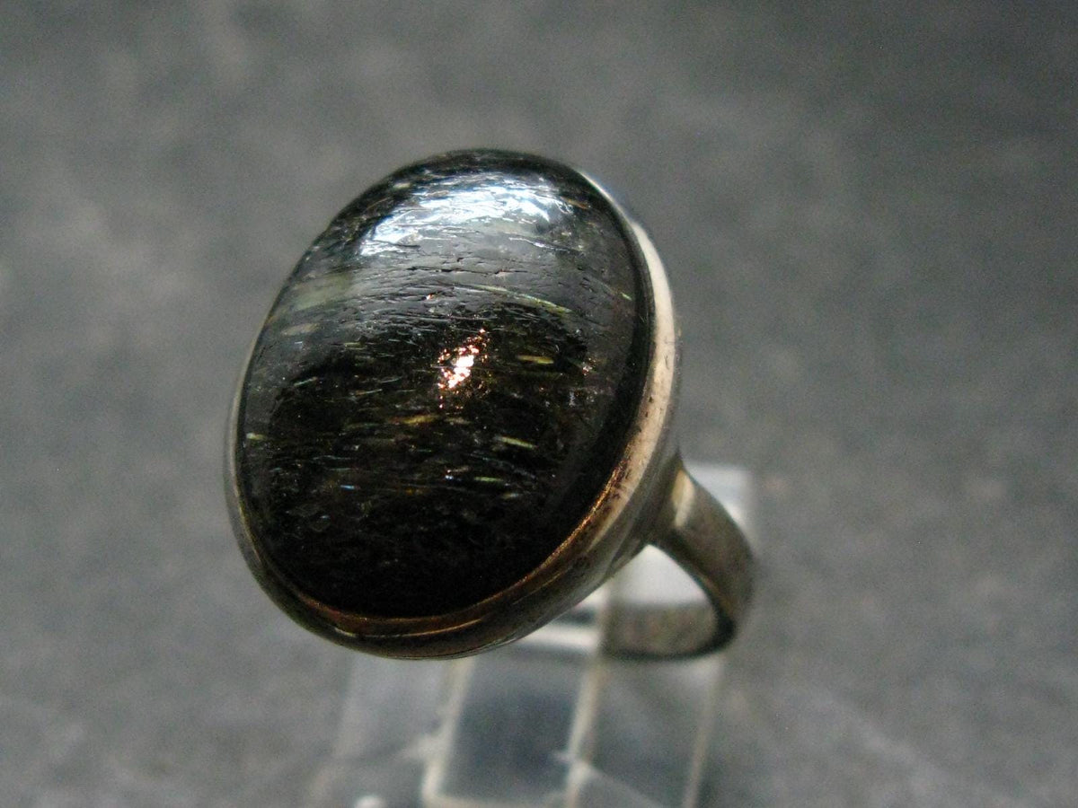Real!! Very Rare Nuumite Nuummite Sterling Silver Ring from Greenland - 6.30 Grams - Size 8.5