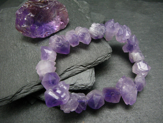 Amethyst Genuine Bracelet ~ 7 Inches ~ Raw Crystal Beads