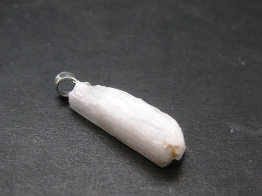 Rare Clear Natrolite Crystal Silver Pendant From Tanzania - 1.1" - 1.56 Grams